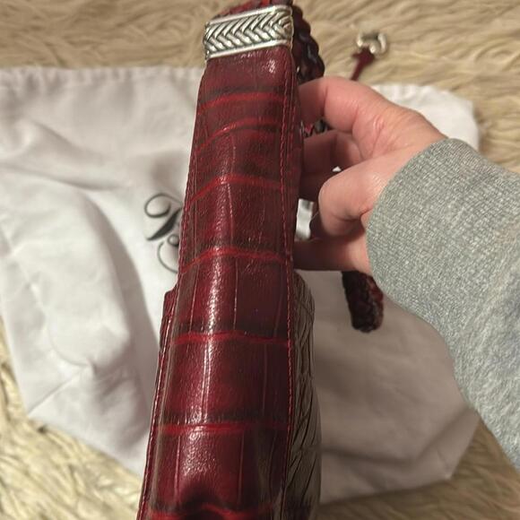 Brighton burgundy Elegant Red Croc-Embossed Shoulder Bag - Picture 5 of 9